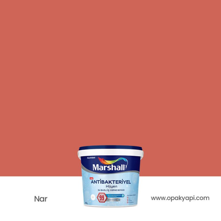 Marshall Antibakteriyel İç Cephe Duvar Boyası - Nar 15L