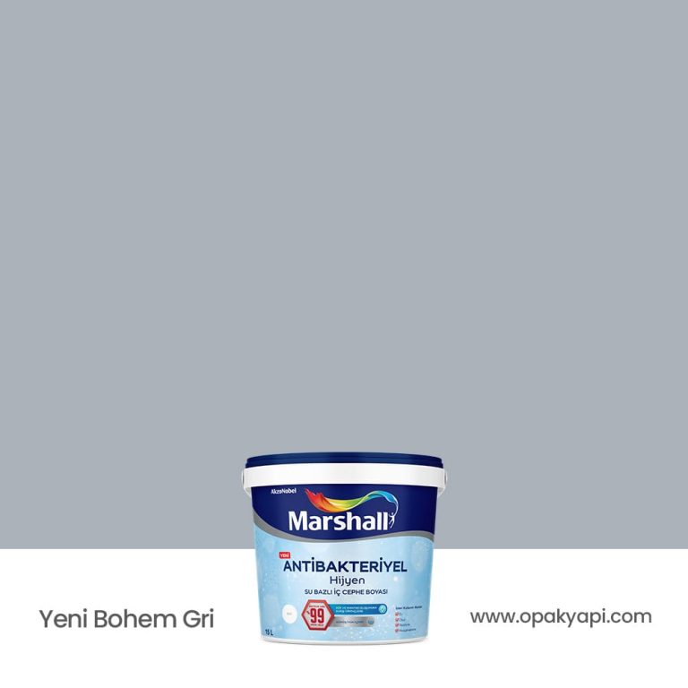 Marshall Antibakteriyel İç Cephe Duvar Boyası - Yeni Bohem Gri 15L
